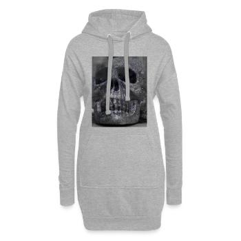 Glitzernder Schädel in der Dunkelheit - Hoodie-Kleid - Grau meliert - Vorne