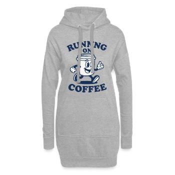 Laufen auf Kaffee - Hoodie-Kleid - Grau meliert - Vorne