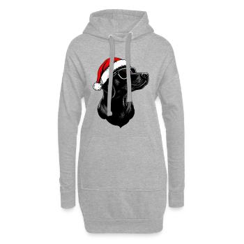 Chiens Noël / Père Noël Chien - Sweat-shirt à capuche long Femme - gris chiné - Devant