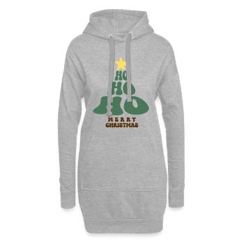 Merry Christmas Ho Ho Ho Weihnachtsbaum - Hoodie-Kleid - Grau meliert - Vorne