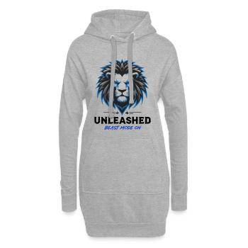 Blason du Lion Néon Bleu Déchaîné - Sweat-shirt à capuche long Femme - gris chiné - Devant