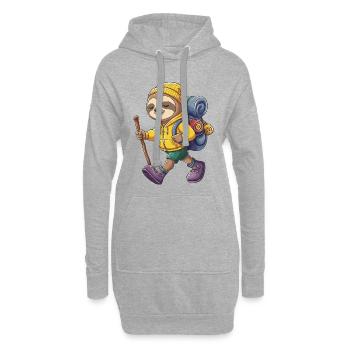 Süßer Faultier, Wandern, Camping Abenteuer Rucksacktourist. - Hoodie-Kleid - Grau meliert - Vorne