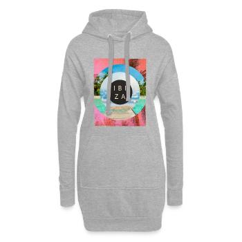 Fête des palmiers marins à Ibiza sur la plage du soleil d’été - Sweat-shirt à capuche long Femme - gris chiné - Devant