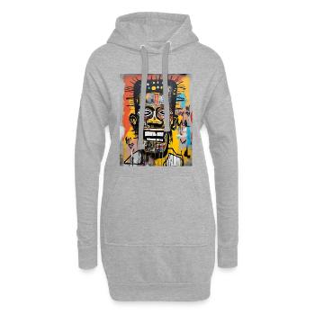 Farbenfrohes urbanes Graffiti-Porträt - Hoodie-Kleid - Grau meliert - Vorne