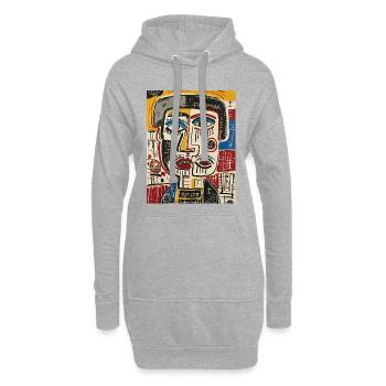 Visage cubiste vibrant - Sweat-shirt à capuche long Femme - gris chiné - Devant