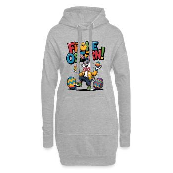 Frohe Ostern Bunny Cartoon - Hoodie-Kleid - Grau meliert - Vorne