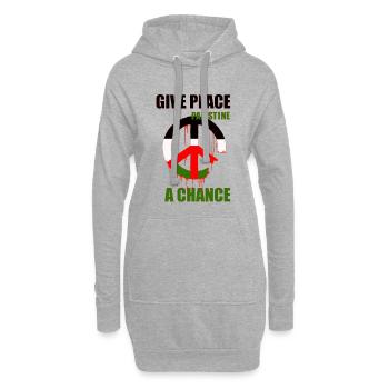 Symbole de paix pour la Palestine – Donnez une chance à la paix - Sweat-shirt à capuche long Femme - gris chiné - Devant