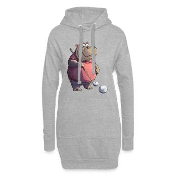 Nilpferde Golf / Golfer Nilpferd - Hoodie-Kleid - Grau meliert - Vorne