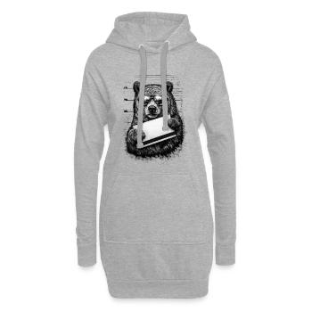 Braunbär Mugshot – Retro Halfton mit Sonnenbrille - Hoodie-Kleid - Grau meliert - Vorne