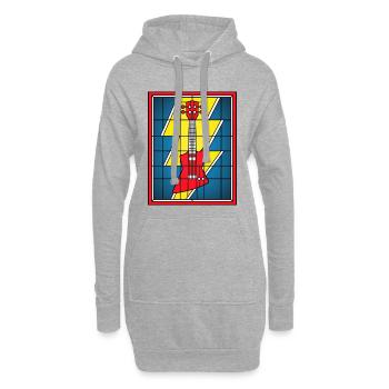 Glasmaleri-Gitarre mit Blitz - Hoodie-Kleid - Grau meliert - Vorne