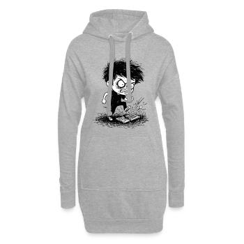 Gamer Colère Clavier Brisé Manga Noir Blan - Sweat-shirt à capuche long Femme - gris chiné - Devant
