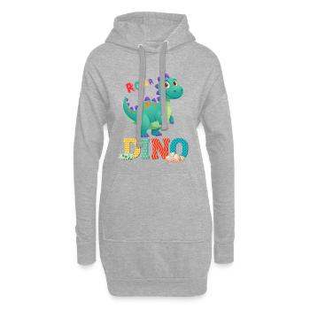 dino - Sweat-shirt à capuche long Femme - gris chiné - Devant