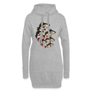 Perch School sur le noir - Sweat-shirt à capuche long Femme - gris chiné - Devant