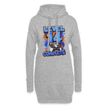 Level 14 Complete – Retro Gaming - Hoodie-Kleid - Grau meliert - Vorne