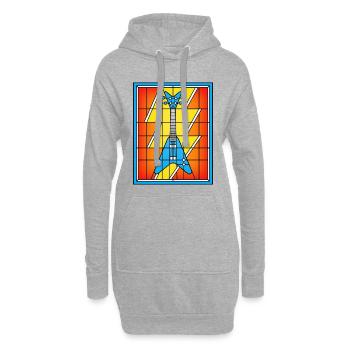 Guitare bleue vitral - Sweat-shirt à capuche long Femme - gris chiné - Devant
