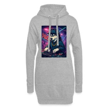 DJ Husky: Club Hund mit Hoodie & Graffiti - Hoodie-Kleid - Grau meliert - Vorne