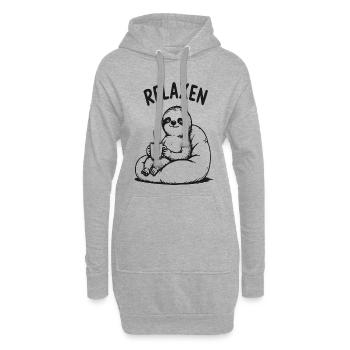 Relaxen Faultier mit Kaffee - Hoodie-Kleid - Grau meliert - Vorne
