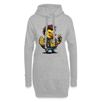 Canard en caoutchouc punk mâle avec crête - Sweat-shirt à capuche long Femme - gris chiné - Devant