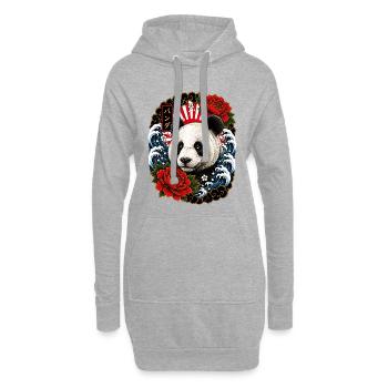 Panda im japanischen Irezumi Tattoo Stil - Hoodie-Kleid - Grau meliert - Vorne