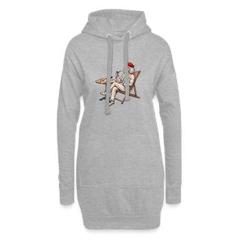 Sophisticate French Poodle Wine & Cheese Original  - Hoodie Dress - heather grey - Front