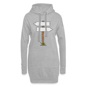 Dessin animé en panneau en bois - Sweat-shirt à capuche long Femme - gris chiné - Devant