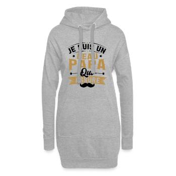 Je suis un Beau papa qui assure cadeau beau-papa - Sweat-shirt à capuche long Femme - gris chiné - Devant