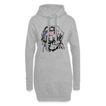 LEONBERGER Amérique Flag Dogs Wilsigns - Sweat-shirt à capuche long Femme - gris chiné - Devant