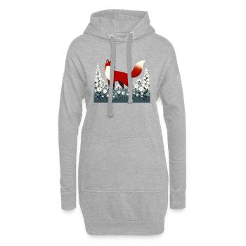 Fuchs in Blumenwiese - Hoodie-Kleid - Grau meliert - Vorne