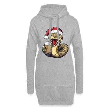Schlange Kobra Weihnachten Bier Lustig - Hoodie-Kleid - Grau meliert - Vorne