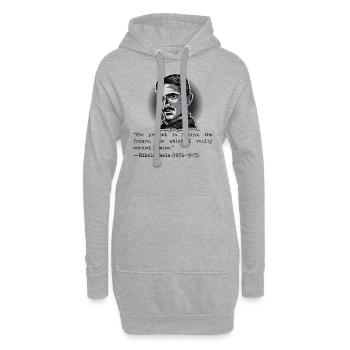 07 Zitat Nikola Tesla present theirs future mine - Hoodie-Kleid - Grau meliert - Vorne