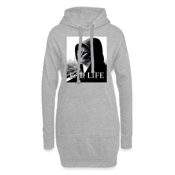 Bad Life, Mieses Leben - Hoodie-Kleid - Grau meliert - Vorne