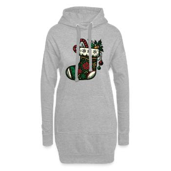 Bas de Noël - Sweat-shirt à capuche long Femme - gris chiné - Devant