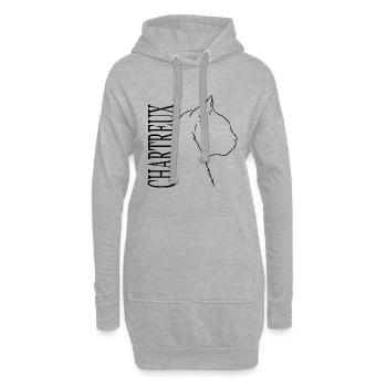 Chartreux Profil Chat Chats Wilsigns - Sweat-shirt à capuche long Femme - gris chiné - Devant
