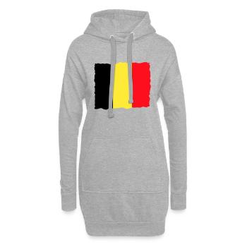 Drapeau belge vintage Drapeau belge look vieilli - Sweat-shirt à capuche long Femme - gris chiné - Devant