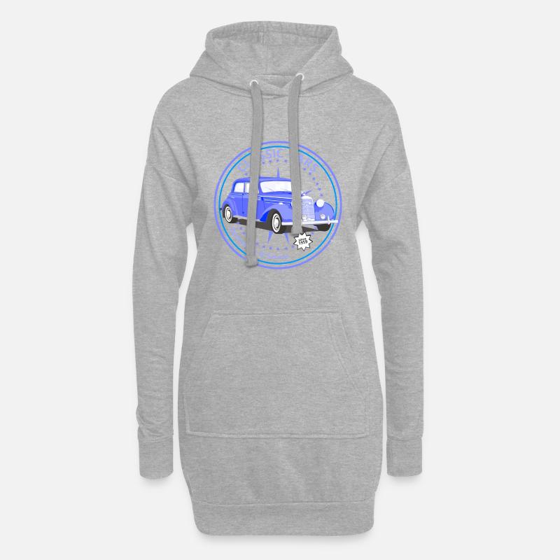 Klassische Autos, Oldtimer - Hoodie-Kleid - Grau meliert