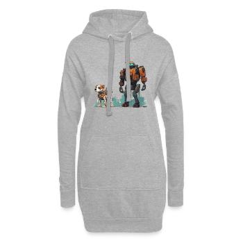 Roboter mit Robo Hund SCI-FI Gassi Robotik - Hoodie-Kleid - Grau meliert - Vorne