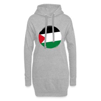 Drapeau de la Palestine rond _ Flag round in shape - Sweat-shirt à capuche long Femme - gris chiné - Devant
