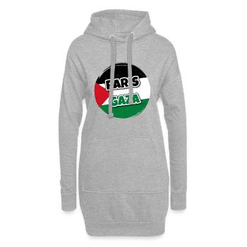 Drapeau de la Palestine rond avec texte PARIS GAZA - Sweat-shirt à capuche long Femme - gris chiné - Devant