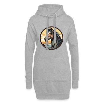 Pferd - Hoodie-Kleid - Grau meliert - Vorne