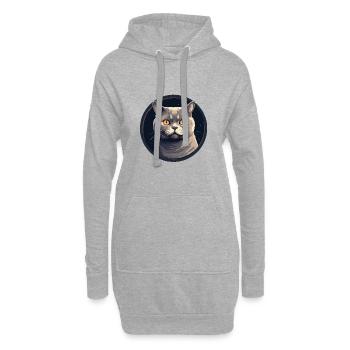 Chat britannique à poil court - Sweat-shirt à capuche long Femme - gris chiné - Devant
