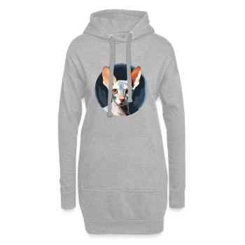 Cornish Rex Katze - Hoodie-Kleid - Grau meliert - Vorne