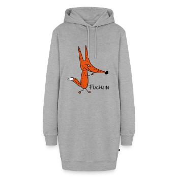 Schlaue Füchsin (b) - Hoodie-Kleid - Grau meliert - Vorne - AI Model Female 172 light (172cm)
