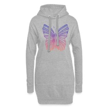 Joli papillon à motifs de couleur - Sweat-shirt à capuche long Femme - gris chiné - Devant