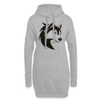 Stilisiertes cooles Wolfskopf-Symbol - Hoodie-Kleid - Grau meliert - Vorne