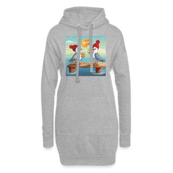 01 Zwei norddeutsche Möwen Meer Mass Bier Prost - Hoodie-Kleid - Grau meliert - Vorne