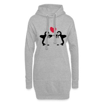 Pinguin Geschwister / Zwillinge / Geschenkidee - Hoodie-Kleid - Grau meliert - Vorne
