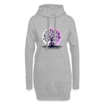 Familienharmonie - Baum der Einheit T-Shirt - Hoodie-Kleid - Grau meliert - Vorne