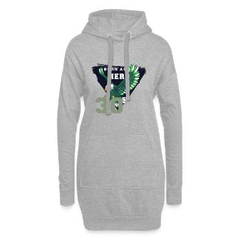 Aigle avec texte né en héros - 30e anniversaire - Sweat-shirt à capuche long Femme - gris chiné - Devant