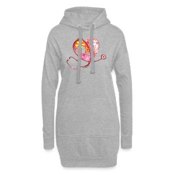 Stéthoscope de soins de santé - Flower Love Heart 2 - Sweat-shirt à capuche long Femme - gris chiné - Devant