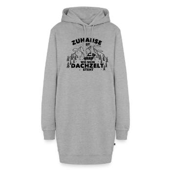 "Zuhause ist wo mein Dachzelt steht" - Hoodie-Kleid - Grau meliert - Vorne